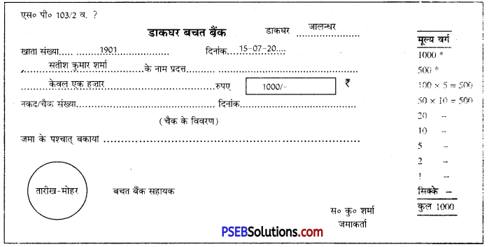 PSEB 10th Class Hindi Vyakaran प्रपत्र पूर्ति 19