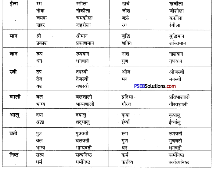 PSEB 10th Class Hindi Vyakaran विशेषण-निर्माण 5