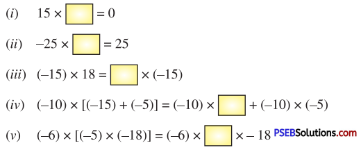 PSEB 7th Class Maths Solutions Chapter 1 Integers Ex 1.3 1