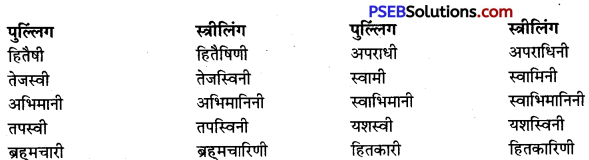 PSEB 9th Class Hindi Vyakaran लिंग 9