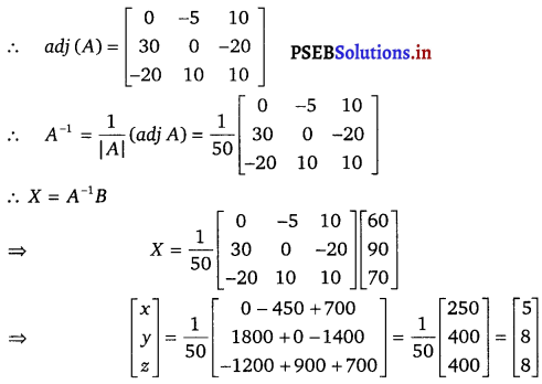 PSEB 12th Class Maths Solutions Chapter 4 Determinants Ex 4.6 10