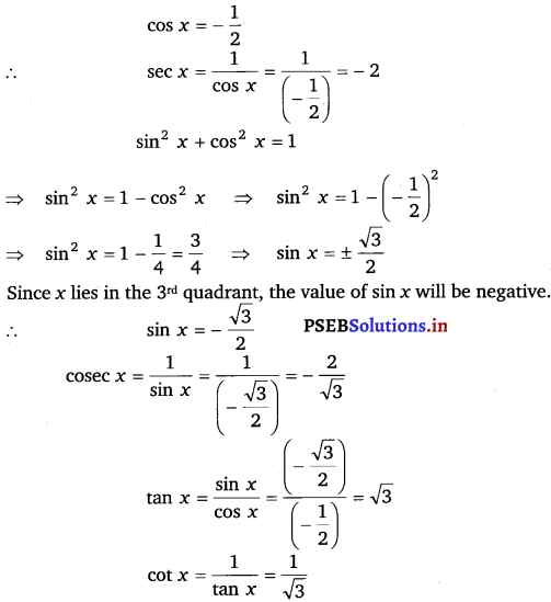PSEB 11th Class Maths Solutions Chapter 3 Trigonometric Functions Ex 3.2 1