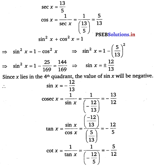 PSEB 11th Class Maths Solutions Chapter 3 Trigonometric Functions Ex 3.2 4