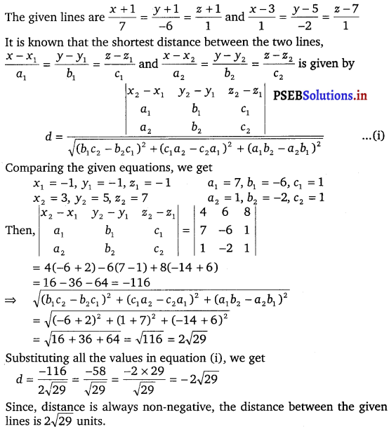 PSEB 12th Class Maths Solutions Chapter 11 Three Dimensional Geometry Ex 11.2 8