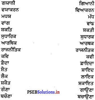 PSEB 7th Class Punjabi Vyakaran ਸੁੰਦਰ ਲਿਖਾਈ ਤੇ ਸ਼ੁੱਧ ਸ਼ਬਦ-ਜੋੜ (1st Language) 6
