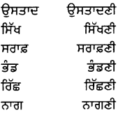 PSEB 8th Class Punjabi Vyakaran ਲਿੰਗ (1st Language) 8