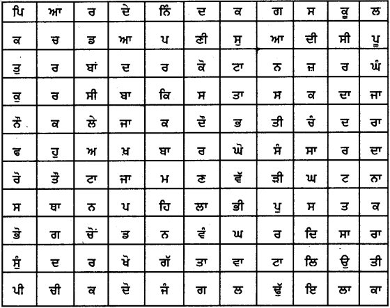 PSEB 8th Class Punjabi Vyakaran ਸ਼ਬਦ-ਜਾਲ ਵਿਚੋਂ ਸਾਰਥਕ ਸ਼ਬਦ ਲੱਭਣਾ (1st Language) 1
