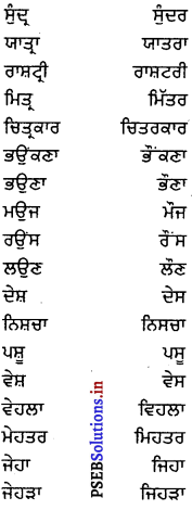 PSEB 8th Class Punjabi Vyakaran ਸ਼ਬਦ-ਜੋੜ (1st Language) 3