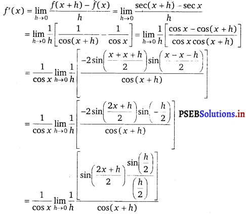 PSEB 11th Class Maths Solutions Chapter 13 Limits and Derivatives Ex 13.2 11
