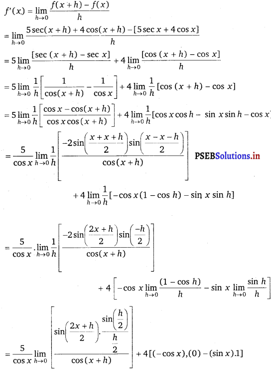 PSEB 11th Class Maths Solutions Chapter 13 Limits and Derivatives Ex 13.2 12