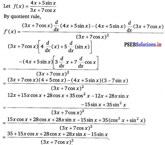 PSEB 11th Class Maths Solutions Chapter 13 Limits and Derivatives Miscellaneous Exercise 20