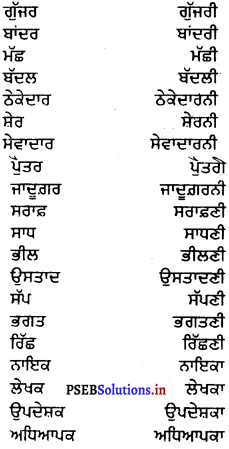PSEB 6th Class Punjabi Vyakaran ਲਿੰਗ (1st Language) 2