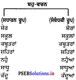 PSEB 6th Class Punjabi Vyakaran ਵਚਨ (1st Language) 6