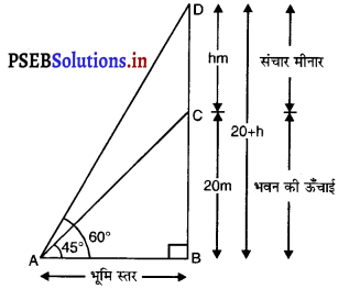 PSEB 10th Class Maths Solutions Chapter 9 त्रिकोणमिति के कुछ अनुप्रयोग Ex 9.1 10