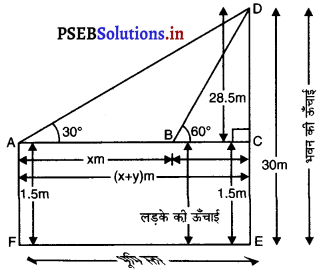 PSEB 10th Class Maths Solutions Chapter 9 त्रिकोणमिति के कुछ अनुप्रयोग Ex 9.1 9